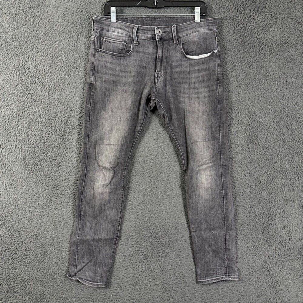 G Star Jeans Mens 32x30 Black 3301 Skinny Fit Stretch Denim Pants
